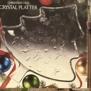 Vintage glass Christmas tree platter